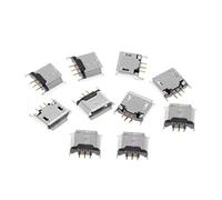 Yushu - 10 PC Micro USB Tipo B hembra zócalo, 180 grados 5-Pin SMD SMT soldadura Jack, enchufe de conector de cable banana, adaptador de cubo de altavoz de soldadura de tornillo