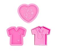 YUSHU 3 moldes de resina epoxi de cristal para enfermera, camisa de amor, corazón estetoscopio llavero moldes de silicona para resina hecho a mano llavero molde de silicona