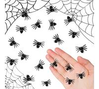 YUSHWENPTY Araña Halloween, 20 Piezas Decoracion Figura Arañas, Araña Falsa de Broma, Juguetes de Arañas Negra para Artículos Fiesta, Bromas, Decoración Jardín