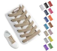 Yusimu Cordones Elásticos Planos - Cordones de Goma Autoabrochables con Cápsulas Metálicas, Ajuste Memory-Fit para Niños y Adultos, 8 mm, Ideales para Zapatillas, Tenis - Caqui - 120 cm