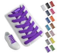 Yusimu Cordones Elásticos Planos - Cordones de Goma Autoabrochables con Cápsulas Metálicas, Ajuste Memory-Fit para Niños y Adultos, 8 mm, Ideales para Zapatillas, Tenis - Violeta - 120 cm