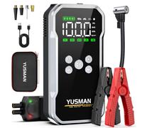YUSMAN Arrancador de Baterías de Coche 9000A con Compresor de Aire 160 PSI, Arrancador Coche Portátil 12V para Todos los Motores de Gasolina y Diésel hasta 10.0L, Power Bank y Linterna LED