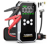 YUSMAN Arrancador de Baterias de Coche con Compresor de Aire, 12V 6000A Arrancador Coche Portatil con Inflador de 150 PSI (para 10L Gasolina o 8L Diesel), Linterna LED de Emergencia