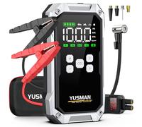 YUSMAN Arrancador de Baterias de Coche con Compresor de Aire, 12V 7000A Arrancador Coche Portatil con Inflador de 150 PSI (para All Gasolina o 10L Diesel), Linterna LED de Emergencia 1