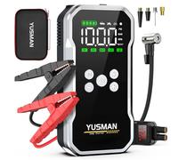 YUSMAN Arrancador de Baterias de Coche con Compresor de Aire, 12V 7000A Arrancador Coche Portatil con Inflador de 150 PSI (para 10L Gasolina o 8L Diesel), Linterna LED de Emergencia