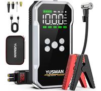 YUSMAN Arrancador de Baterias de Coche con Compresor de Aire, 12V 8000A Arrancador Coche Portatil con Inflador de 160 PSI (para 10L Gasolina o 8L Diesel), Linterna LED de Emergencia