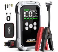 YUSMAN Arrancador de Baterias de Coche con Compresor de Aire, 12V 8000A Arrancador Coche Portatil con Inflador de 150 PSI (para All Gasolina o 10L Diesel), Linterna LED de Emergencia