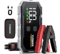 YUSMAN Arrancador de Coches,5000A Arrancador de Baterias de Coche, 12V Arrancador de Coche Portátil con para 8L Gasolina o 6L Diesel, Linterna LED de Emergencia,Carga Rápida,Pantalla LCD Extragrande