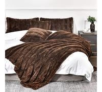 YUSOKI Manta de Piel sintética de Lujo para Cama tamaño Queen de 2 Capas, 7 Libras, para Todas Las Edades, decoración del hogar sin Almohadas (marrón, 90 x 90 Pulgadas)
