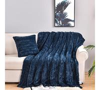 YUSOKI Manta de piel sintética de lujo (sin almohadas) de 2 capas, 3 libras, para todas las edades, decoración del hogar, (azul marino, 50 x 63 pulgadas)