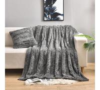 YUSOKI Manta de Piel sintética de Lujo (sin Almohadas) de 2 Capas, 3 Libras, para Todas Las Edades, decoración del hogar, (Gris, 50 x 63 Pulgadas)
