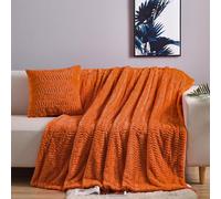 YUSOKI Manta de piel sintética de lujo (sin almohadas) de 2 capas, 3 libras, para todas las edades, decoración del hogar (naranja quemado, 50 x 63 pulgadas)