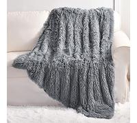 YUSOKI Manta de Piel sintética Extra Suave de 50 x 60 Pulgadas, Manta Peluda cálida Lavable para Cama, Silla, sofá, Asiento de Coche, decoración del hogar (Gris, Manta de 50 x 60 Pulgadas)