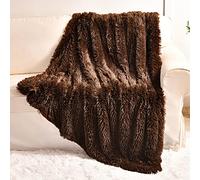 YUSOKI Manta de Piel sintética marrón, 2 Capas, 50 x 60 Pulgadas, Suave, mullida, cómoda, cálida para Hombres, sofá, Cama, Silla, sofá, Dormitorio, Regalo