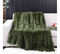 YUSOKI Manta de Piel sintética Verde Oliva, 2 Capas, 50 x 60 Pulgadas, acogedora Manta de Felpa esponjosa para otoño, Cama, decoración de Sala de Estar, bebé, Mujeres, Mascotas