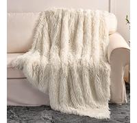 YUSOKI Manta Larga de Piel sintética para sofá, 2 Capas, 2.2 Libras, para Todas Las Edades, decoración del hogar (Blanco Crema, 50 x 60 Pulgadas)