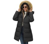 Yuson Girl Abrigos de Invierno para Mujer Chaqueta Largo Plumon Acolchada Abrigos Cazadora Gruesa Elegante Larga Puffer Parkas Forro Polar Cálido Otono Exteriores Chaquetones(Negro, L)