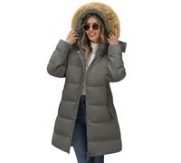 Yuson Girl Abrigos de Invierno para Mujer Chaqueta Largo Plumon Acolchada Abrigos Cazadora Gruesa Elegante Larga Puffer Parkas Forro Polar Cálido Otono Exteriores Chaquetones(Gris, L)