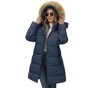 Yuson Girl Abrigos de Invierno para Mujer Chaqueta Largo Plumon Acolchada Abrigos Cazadora Gruesa Elegante Larga Puffer Parkas Forro Polar Cálido Otono Exteriores Chaquetones(Azul marino, M)