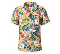 Yuson Girl Camisa Hawaiana Hombre Funky Manga Corta Estampada Aloha con Botones Vacaciones de Impreso Playa Informal de Hawaii
