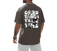 Yuson Girl Camiseta Hombre Manga Corta Camisetas Oversize Algodon Tshirt Verano Basicas tee Top Camiseta de Talla Grande Media Mang Cuello Redondo con Estampado Blusa(Gris Oscuro, XL)