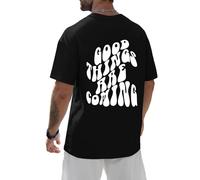 Yuson Girl Camiseta Hombre Manga Corta Camisetas Oversize Algodon Tshirt Verano Basicas tee Top Camiseta de Talla Grande Media Mang Cuello Redondo con Estampado Blusa(A-Negro, XXL)