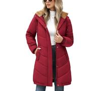 Yuson Girl Chaqueta Mujer Invierno Chaquetas Acolchado Forro Polar Cálido Abrigo Parka con Capucha Viento Cremallera Cazadora Otoño Invierno Ligero Outwear con Bolsillos(Borgoña, M)
