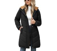Yuson Girl Chaqueta Mujer Invierno Chaquetas Acolchado Forro Polar Cálido Abrigo Parka con Capucha Viento Cremallera Cazadora Otoño Invierno Ligero Outwear con Bolsillos(Negro, XXL)