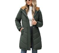 Yuson Girl Chaqueta Mujer Invierno Chaquetas Acolchado Forro Polar Cálido Abrigo Parka con Capucha Viento Cremallera Cazadora Otoño Invierno Ligero Outwear con Bolsillos(Verde militar, L)
