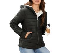 Yuson Girl Chaqueta para Mujer Invierno Abrigo Ligero Corto Entretiempo de Manga Larga Cazadora Ligeros Mulher Cortavientos con Capucha Chaquetas Padded Termica Parka Jacket(Negro, XL)