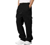 Yuson Girl Pantalon Chandal Hombre Invierno Pantalones Cargo Casual Jogger Hombre Cintura Elástica Pantalón Forro Polar Algodón Pantalon Deporte Sherpa Fleece Lined Pantalon Termico(Negro, XL)