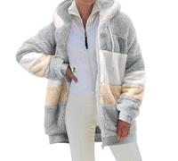 Yuson Girl Sudadera con Capucha para Mujer Invierno Cremallera Abrigo Cálido Sherpa Forrado Chaqueta Fleece Cárdigan Caliente y Esponjoso Tops Suave Manga Larga Hoodie con Bolsillo(Gris, L)