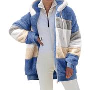 Yuson Girl Sudadera con Capucha para Mujer Invierno Cremallera Abrigo Cálido Sherpa Forrado Chaqueta Fleece Cárdigan Caliente y Esponjoso Tops Suave Manga Larga Hoodie con Bolsillo(Azul, L)