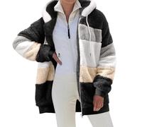 Yuson Girl Sudadera con Capucha para Mujer Invierno Cremallera Abrigo Cálido Sherpa Forrado Chaqueta Fleece Cárdigan Caliente y Esponjoso Tops Suave Manga Larga Hoodie con Bolsillo(Negro, M)