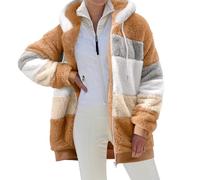 Yuson Girl Sudadera con Capucha para Mujer Invierno Cremallera Abrigo Cálido Sherpa Forrado Chaqueta Fleece Cárdigan Caliente y Esponjoso Tops Suave Manga Larga Hoodie con Bolsillo(Marrón, L)