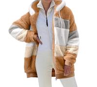 Yuson Girl Sudadera con Capucha para Mujer Invierno Cremallera Abrigo Cálido Sherpa Forrado Chaqueta Fleece Cárdigan Caliente y Esponjoso Tops Suave Manga Larga Hoodie con Bolsillo(Marrón, XL)