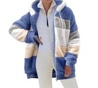 Yuson Girl Sudadera con Capucha para Mujer Invierno Cremallera Abrigo Cálido Sherpa Forrado Chaqueta Fleece Cárdigan Caliente y Esponjoso Tops Suave Manga Larga Hoodie con Bolsillo(Azul, M)