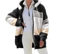 Yuson Girl Sudadera con Capucha para Mujer Invierno Cremallera Abrigo Cálido Sherpa Forrado Chaqueta Fleece Cárdigan Caliente y Esponjoso Tops Suave Manga Larga Hoodie con Bolsillo(Negro, S)