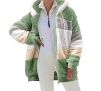 Yuson Girl Sudadera con Capucha para Mujer Invierno Cremallera Abrigo Cálido Sherpa Forrado Chaqueta Fleece Cárdigan Caliente y Esponjoso Tops Suave Manga Larga Hoodie con Bolsillo(Verde, M)