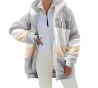 Yuson Girl Sudadera con Capucha para Mujer Invierno Cremallera Abrigo Cálido Sherpa Forrado Chaqueta Fleece Cárdigan Caliente y Esponjoso Tops Suave Manga Larga Hoodie con Bolsillo(Gris, M)