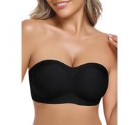Yuson Girl Sujetador Sin Tirantes Mujer Antideslizante Bandeau Invisible Sujetador Push Up Sin Aros Bandeau Top con Transparente Extraíbles Tirantes y Copas Extraíbles(Negro, L)