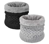 Yuson Girl Unisexo Bufanda Cuello Tubular de Punto Térmica con Forro Polar Pasamontañas Calentador Braga de Cuello Cálido Invierno Hombre Mujer para Running Esqui Ciclismo(Negro&Gris)