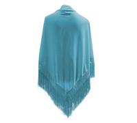 Yusons Mantón de Manila de Pico en Triángulo para Mujer, Mantones de Flamenca adulto de Color liso, Mantoncillos de Flamenca, Talla única (Celeste)