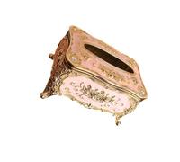 YUSSEQDD Exclusivo porta pañuelos victoriano de color rosa para sala de estar, elegante decoración para el hogar, de boca grande, fácil extracción de, oro rosa, 18x12x9cm