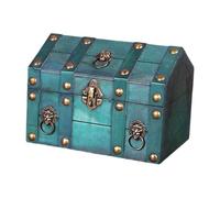 YUSSEQDD Joyero de gran capacidad, caja organizadora de Para madera, caja almacenamiento decorativa vintage, organizadora Para madera gruesa para joyas, tipo cofre, Verde, 24 x 17 x 18 cm