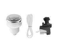 YUSSEQDD Kits de interruptores de aire Interruptor botón pulsador encendido y apagado inalámbrico portátil Interruptor neumático plata cepillada, Plata, 32mm