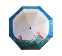 YUSSEQDD Regalos reflexivos Paraguas plegable con dibujos animados Show Care Paraguas plegable de dibujos animados versátil Paraguas triple, El Principito