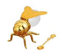 YUSSEQDD Tarro de miel con forma de abeja y cuchara, ideal para almacenar miel y jarabe en casa. Color: Rosa Dorada, rosa dorada, 10x15x8.5cm