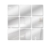 YUSUZH 9 láminas de Espejo Flexibles, Azulejos autoadhesivos for, decoración del hogar, Paredes, calcomanías DIY, Placa, Fondo para Baño, Dormitorio(20cmx20cm)