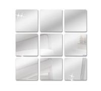 YUSUZH 9 láminas de Espejo Flexibles, Azulejos autoadhesivos for, decoración del hogar, Paredes, calcomanías DIY, Placa, Fondo para Baño, Dormitorio(20cmx20cm)